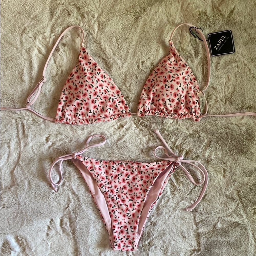 NWT Zaful Blush Floral Bikini Set Sz 6